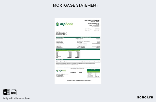 цифровая загрузка Молдовы OTP Bank Выписка по ипотеке Word и PDF шаблон
